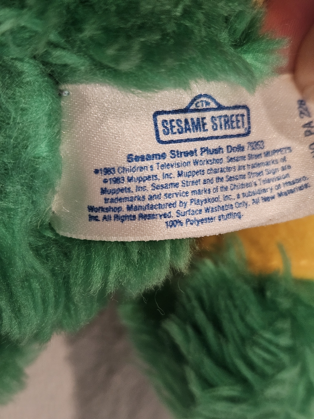 Vintage Playskool Sesame Street Oscar The Grouch Plush 1980's Hasbro Softies 8'' - Picture 5 of 8